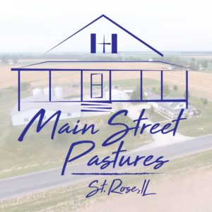 The Main Street Farms logo--a sketch of a barn superimposed over a pasture scene.