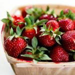 Basket of fresh strawberries.